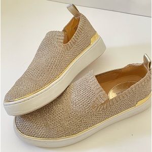 Michael Kors gold sparkle pull on loafer